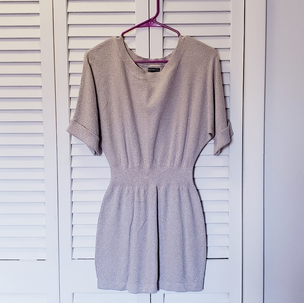 Express, gold sweater mini dress